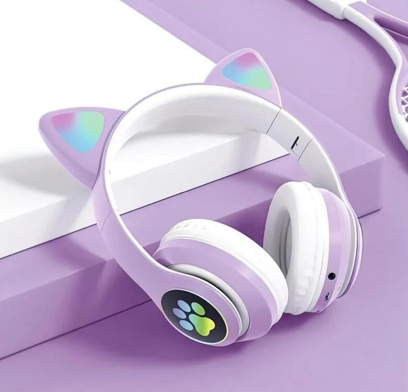 Наушники беспроводные Cat Ear VZV-23 M с ушками Фиолетовый (3071)
