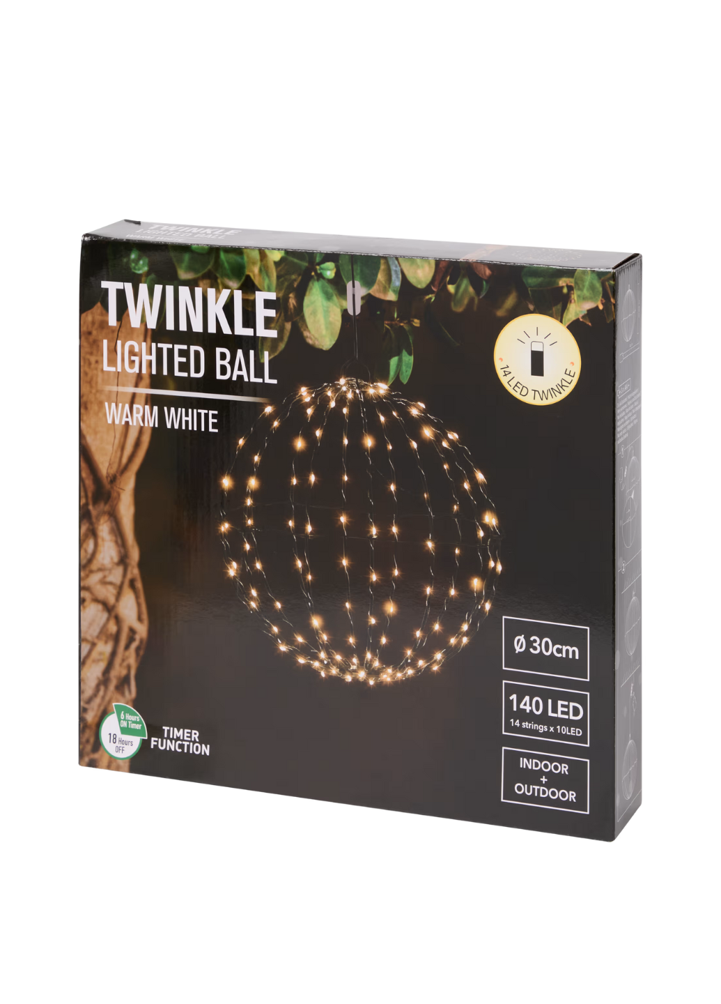 Куля підвісна Livarno Home StarSphere 140 LED з таймером 30 см Теплий білий (7909)