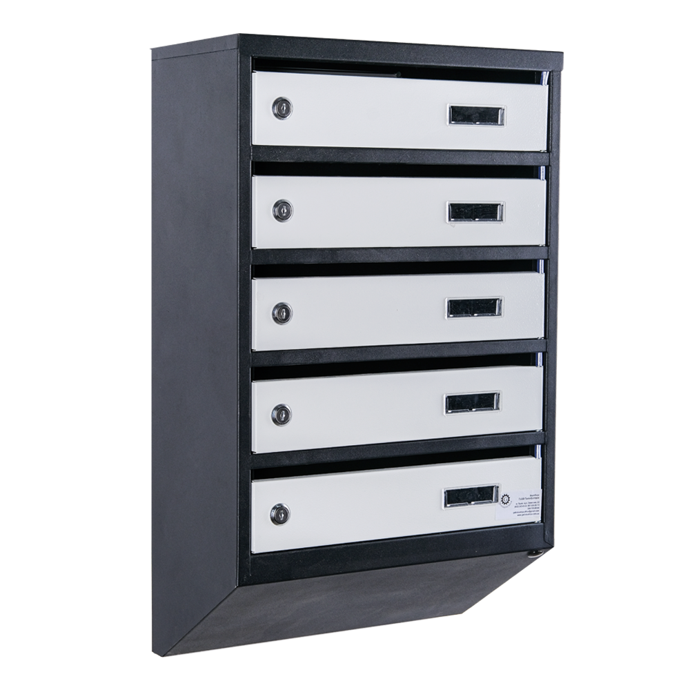 Почтовый ящик многосекционный ЯП05А 5-ячеек с замками Черный/Серый (21005100)