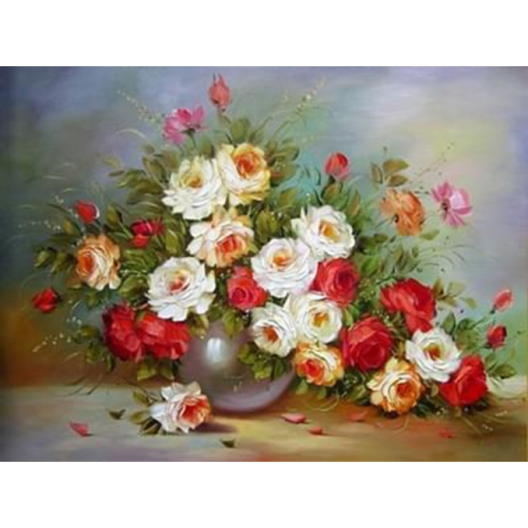 Алмазная мозаика на подрамнике Гулливер Натюрморт из роз 30x40 см (GU_178163)