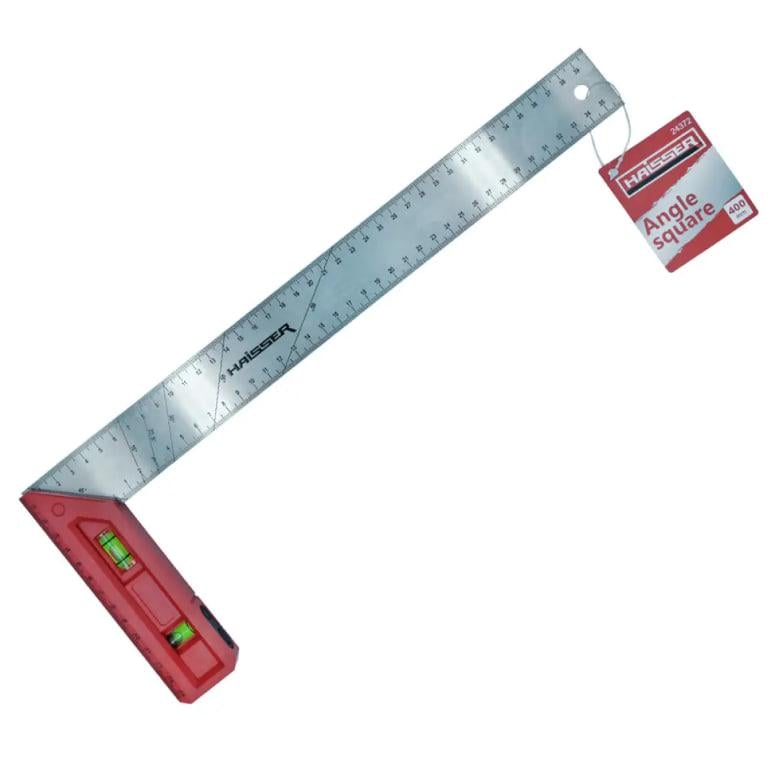 Кутник будівельний Haisser 24372 з пластиковою ручкой та рівнем 400 мм