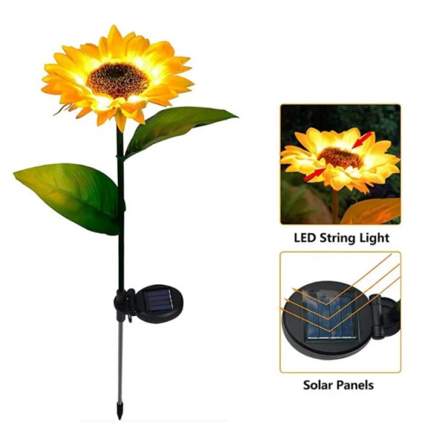 Фонарь на солнечной батарее садовый Подсолнух в грунт 75 см Теплый белый (MX-00009083) - фото 7 Фонарь на солнечной батарее садовый Подсолнух в грунт 75 см Теплый белый (MX-00009083) - фото 7