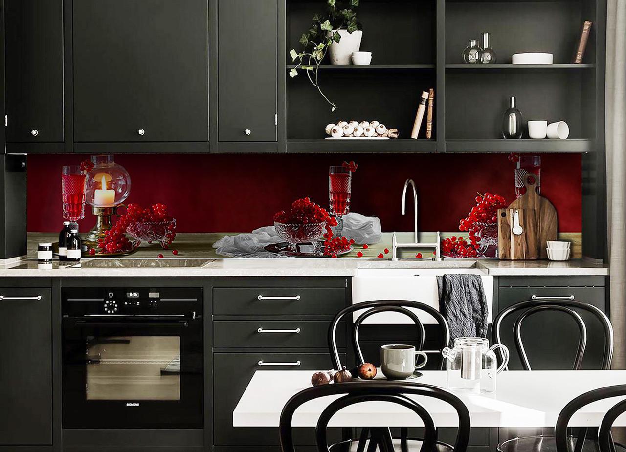 Кухонный фартук Смородиновое вино из самоклеющейся виниловой пленки 60х300 см Красный