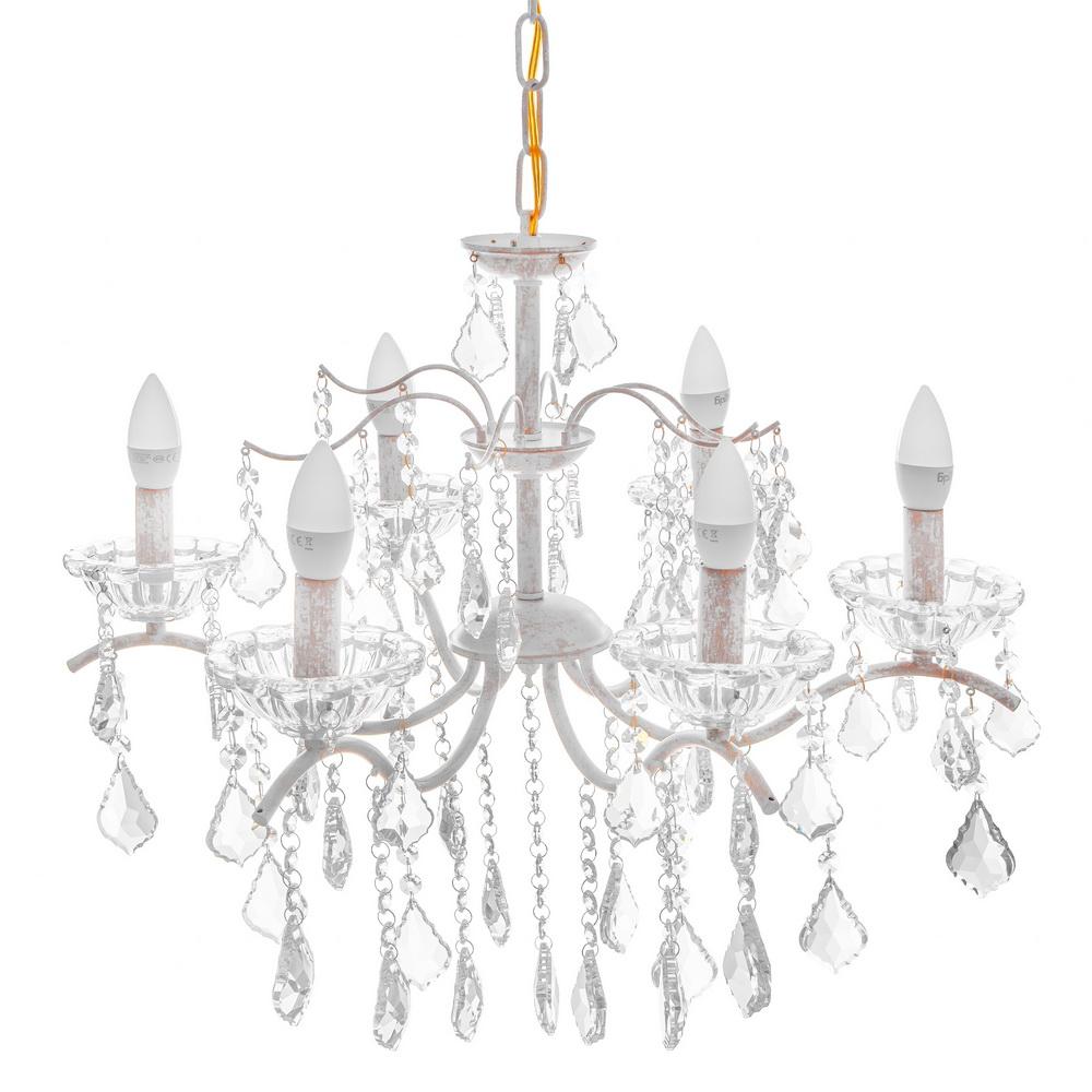 Люстра свічка підвісна прованс кришталева Brille BCL-682S/6 E14 WH / G - фото 4