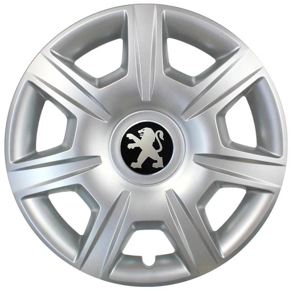 Колпаки автомобильные модельные  SJS 327 с логотипом Peugeot R15 4 шт. Серебрянный