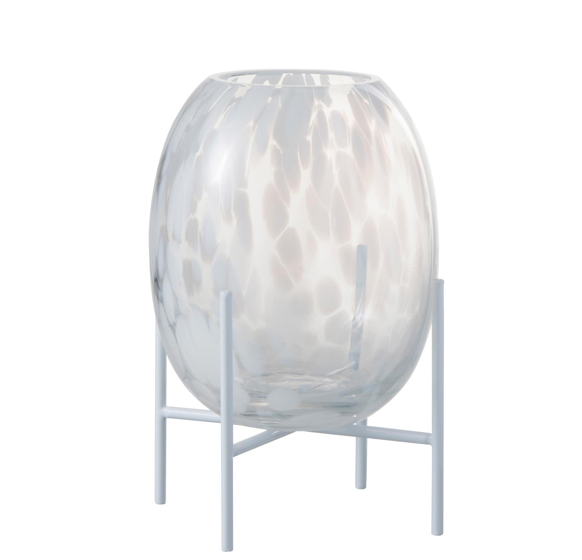 Ваза стеклянная J-LINE с леопардовым принтом на подставке 23 см Белый