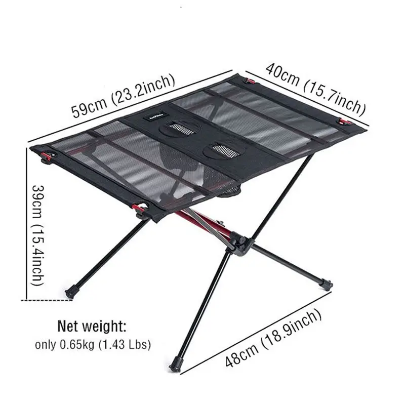 Стол раскладной Naturehike NH19Z027-Z с алюминиевым каркасом и сеткой Черный (29-79-6927595736777) - фото 3