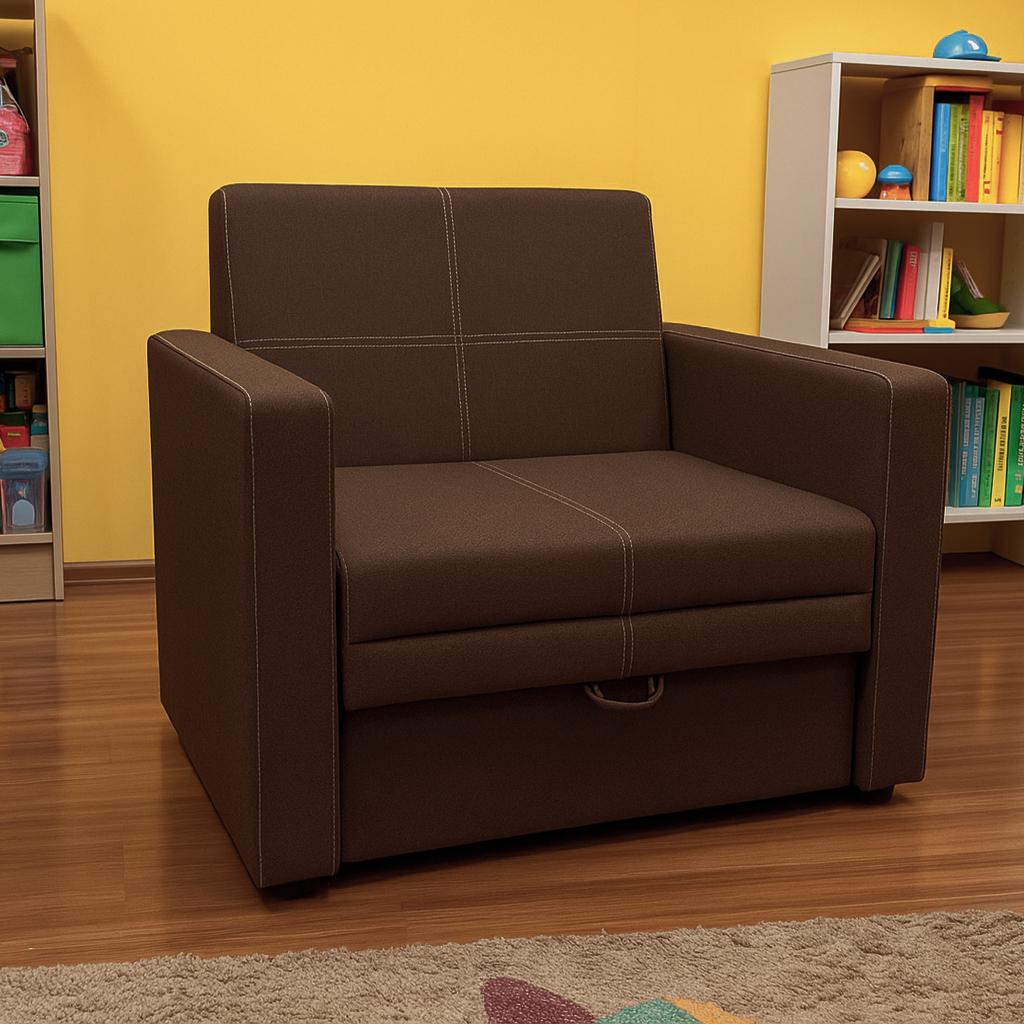Диван-кресло мягкий раскладной Tobi Sho Максиан рогожка Bahama 1140х850х730 мм 45/Коричневый