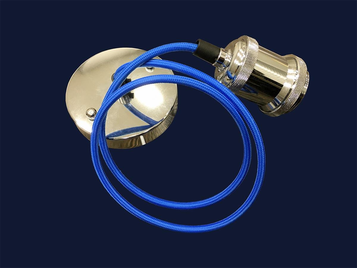 Підвісний світильник хром із синім текстильним шнуром без плафону Levistella AMP11004-1 - фото 2 Підвісний світильник хром із синім текстильним шнуром без плафону Levistella AMP11004-1 - фото 2