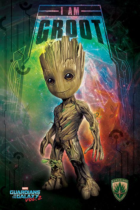 Постер плакат Стражи Галактики 2 Я Есть Грут Ко смос/Guardians of the Galaxy Vol 2 I Am Groot Space 61x91,5 см