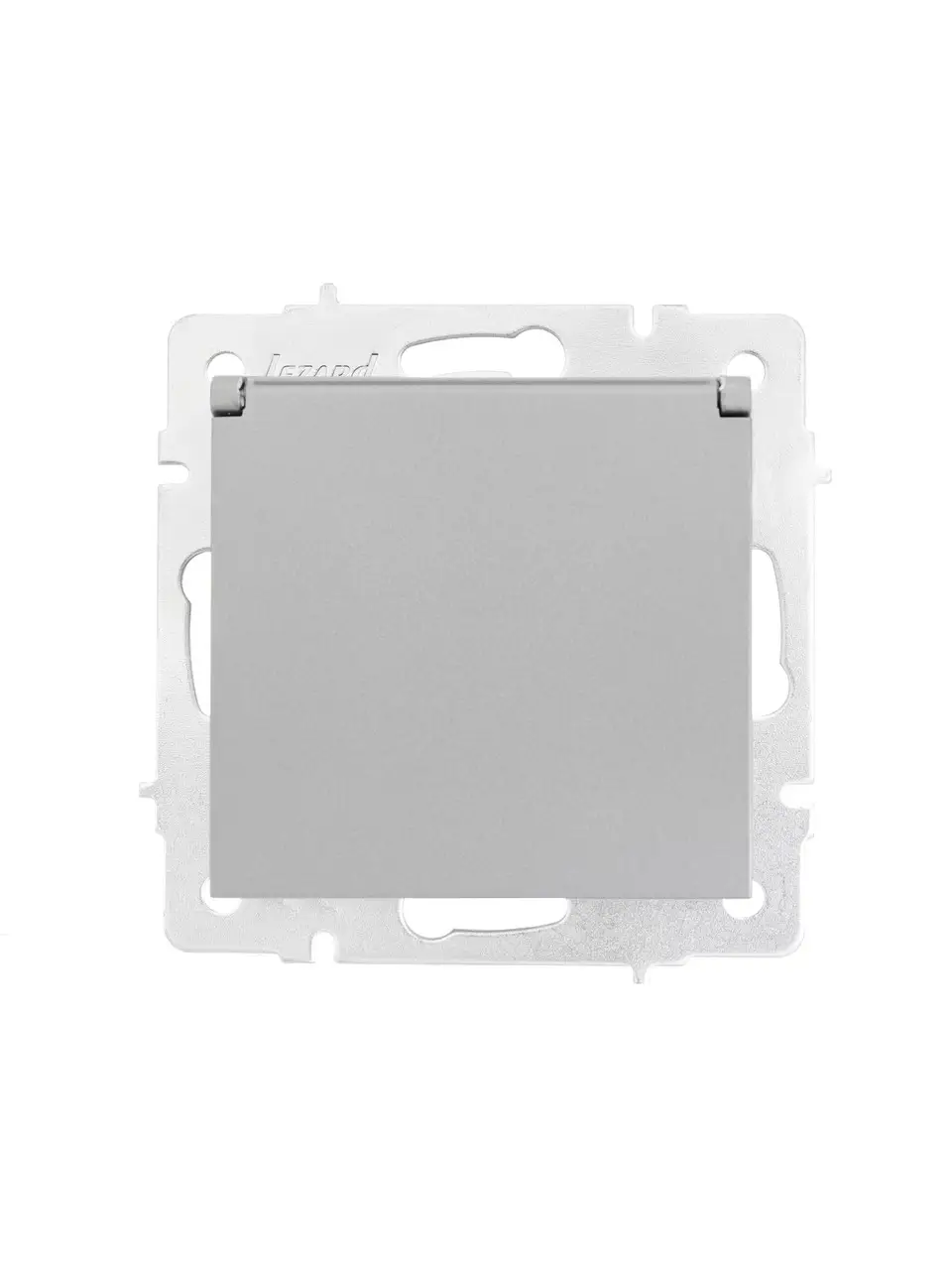 Розетка Lezard Vesna 1-я с заземлением и крышкой без рамки Серый