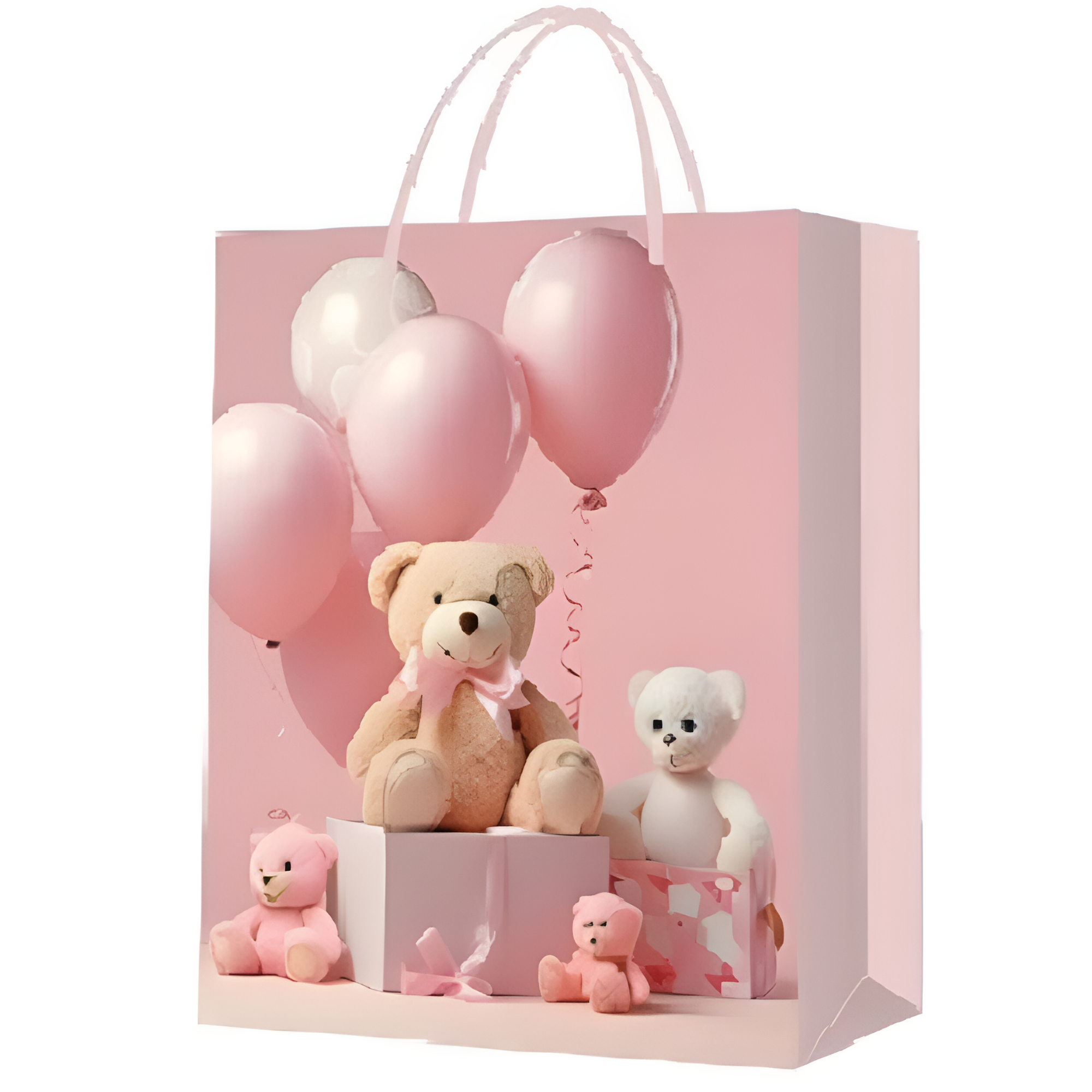 Подарочный пакет с ручками Stenson Present для девочек 18х23х10 см Пудровый (R94933-S)