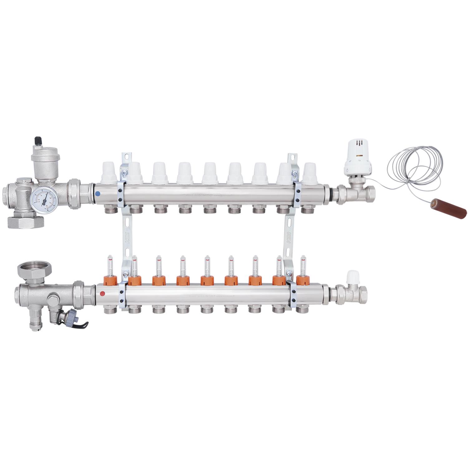 Коллектор для теплого пола ICMA A3K013APS06 9 контуров с расходомерами 3/4"/3/4" (79001)