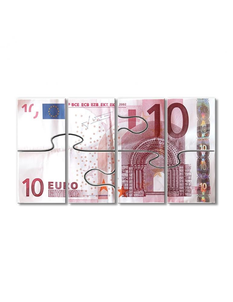 Картина модульная Пазлы десять евро 4 модуля 120x180 см