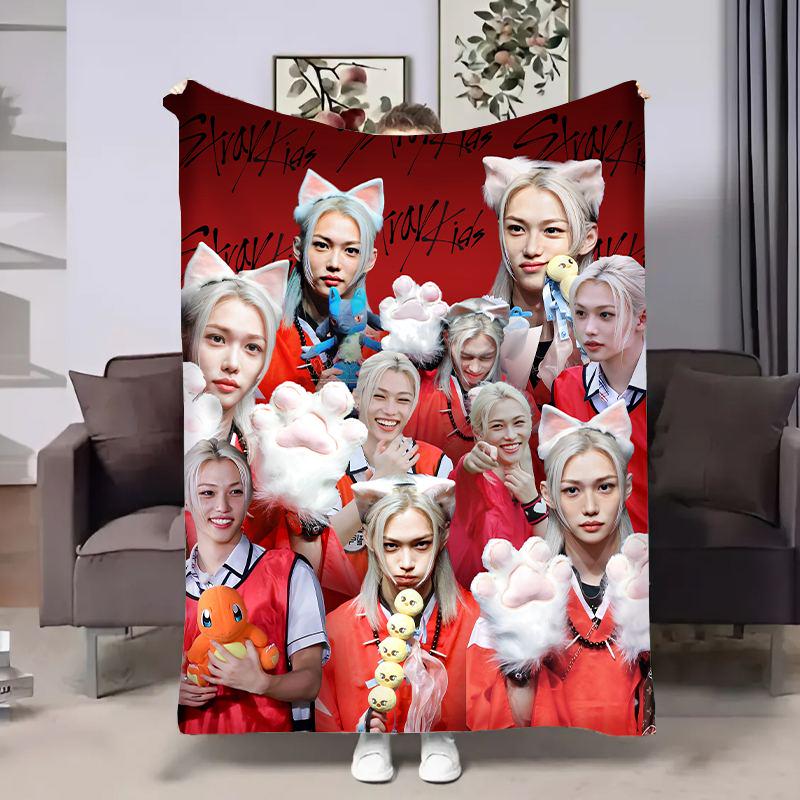 Плед плюшевый с 3D рисунком Stray Kids Felix 3 велюр 135х160 см (14442В)
