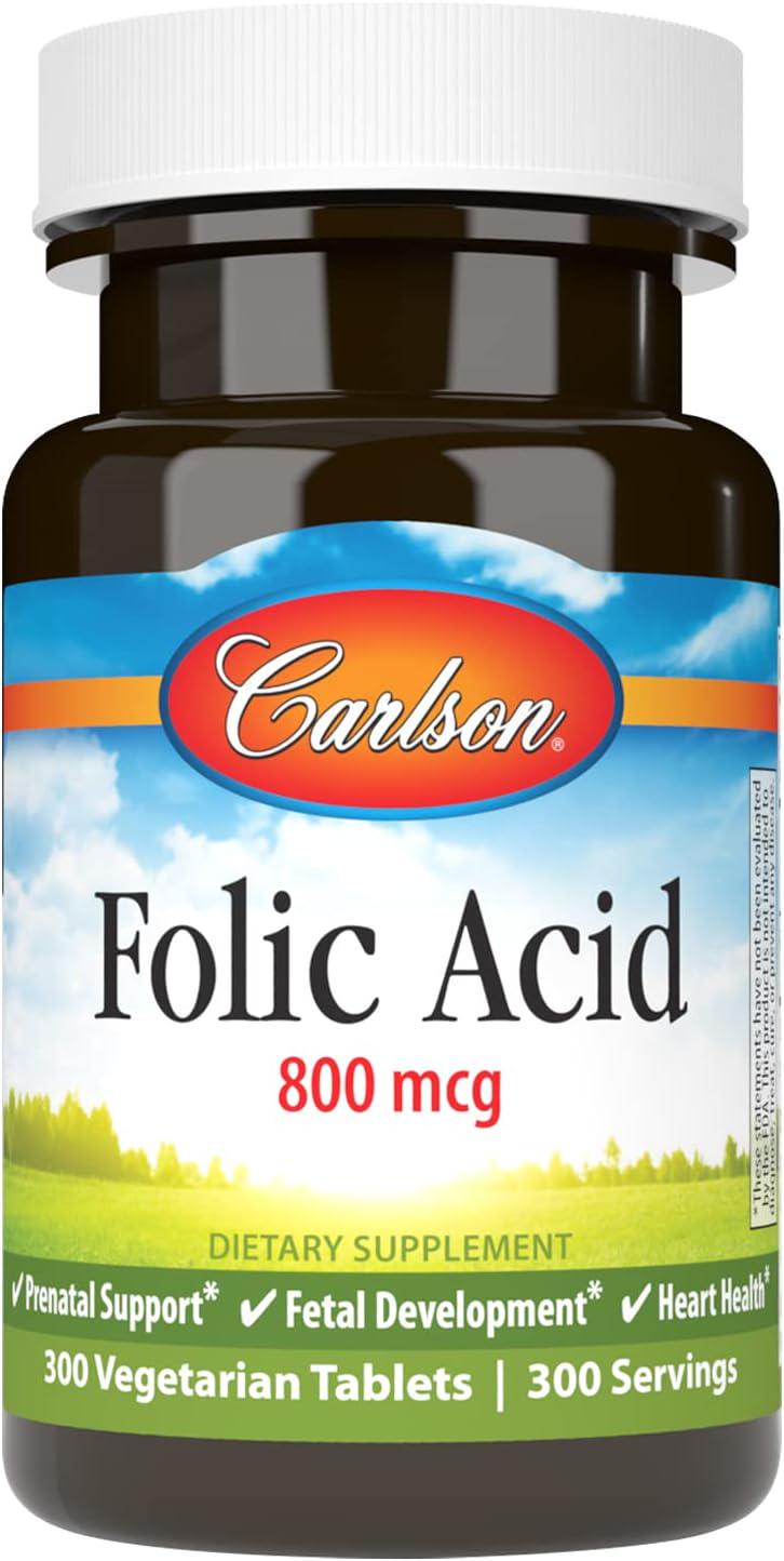 Кислота фолієва Carlson Folic Acid 800 mcg 300 таблеток