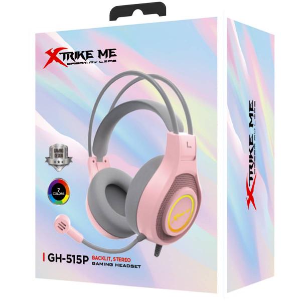 Наушники игровые Xtrike ME GH-515P USB/3,5 мм RGB Розовый - фото 6