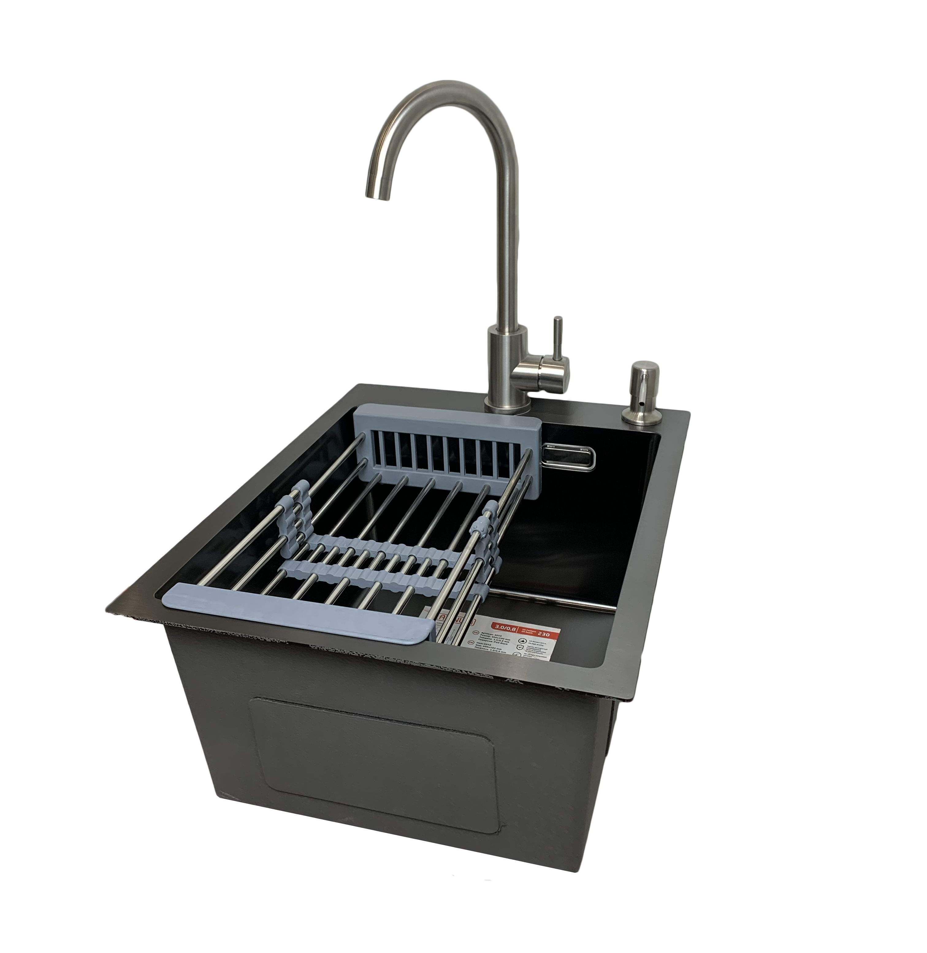 Мойка для кухни Platinum 40x50 см с PVD поверхностью + смеситель/дозатор/корзинка Черный (d904b441)