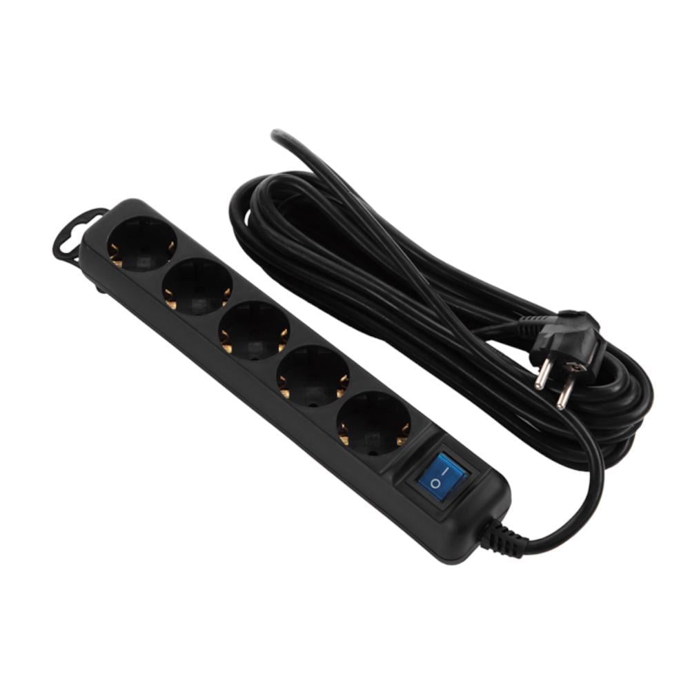 Подовжувач мережевий 2E 5XSchuko з вимикачем 3Gx1,5 мм 5 м Black (2E-U05ES15M5BK) - фото 1 Подовжувач мережевий 2E 5XSchuko з вимикачем 3Gx1,5 мм 5 м Black (2E-U05ES15M5BK) - фото 1