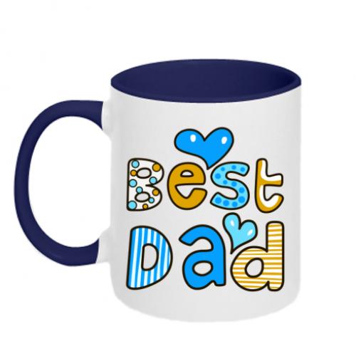 Чашка двухцветная Best Dad 320 мл Белый с синим (352140-19-39515)