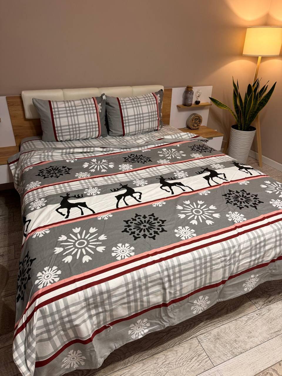 Комплект постільної білизни Сніжинка євро байка/фланель (22727969)