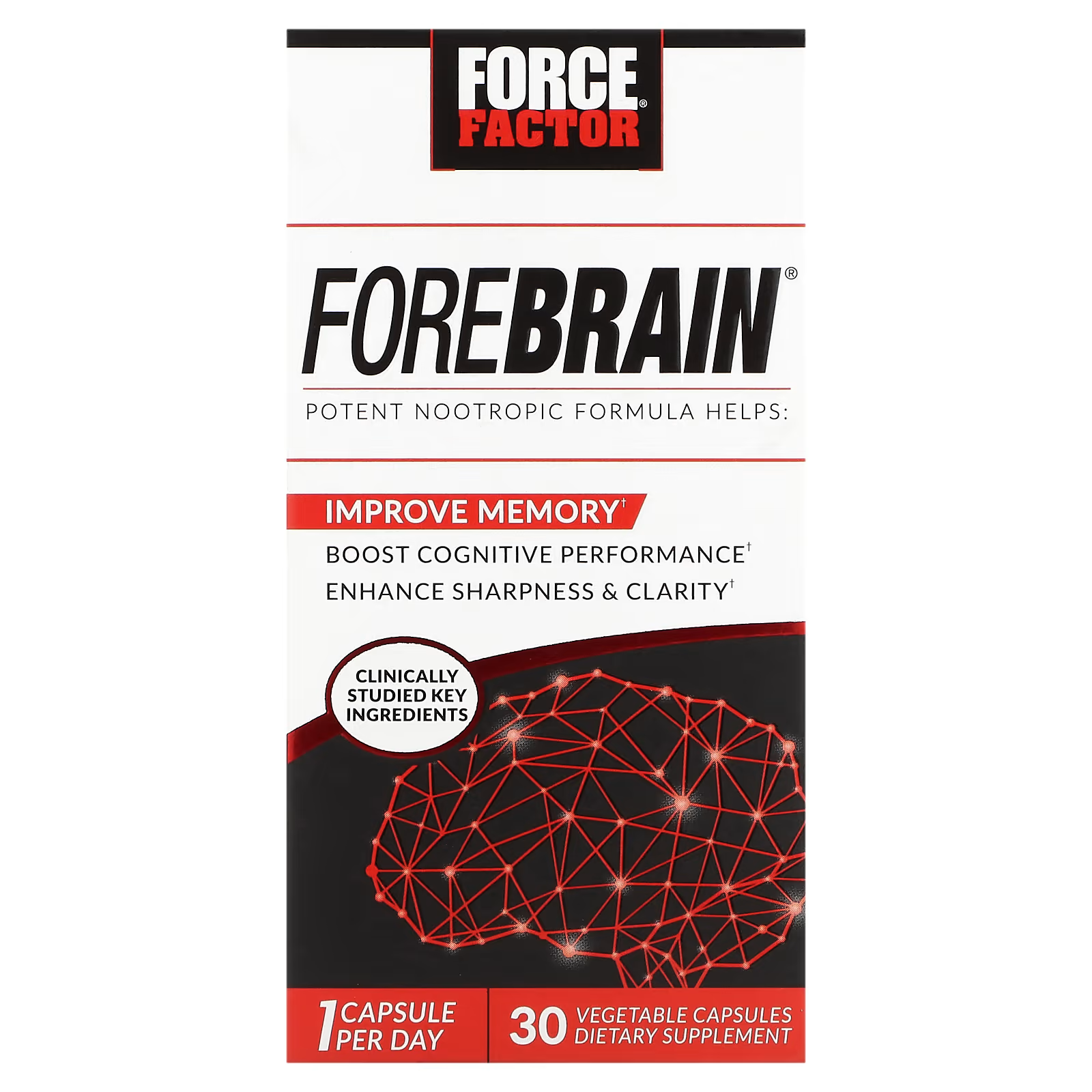 Добавка комплекс Force Factor Forebrain для підтримки пам'яті/здоров'я мозку 30 капс. (FOA-01403)