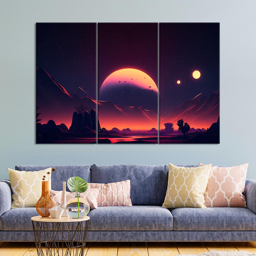 Картина космос Планеты в чужой галактике 156x100 см (A1319-3)