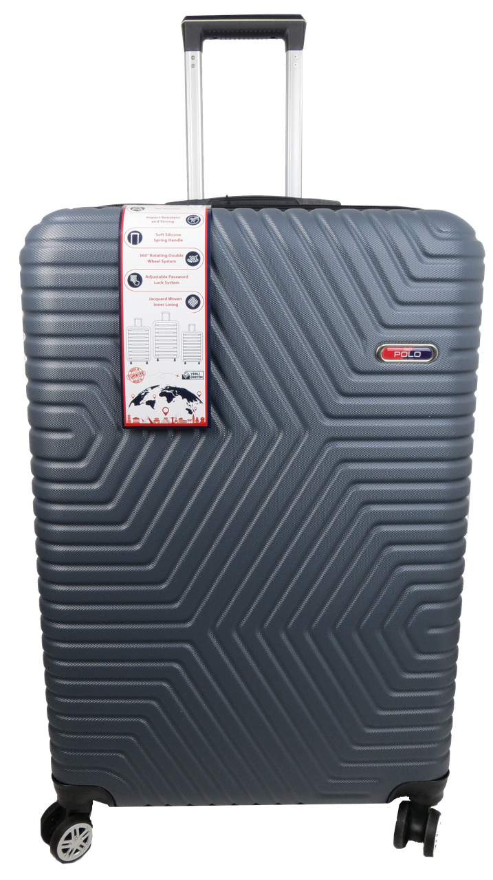 Чемодан на колесах GD Polo большой пластиковый 115 л Графитовый