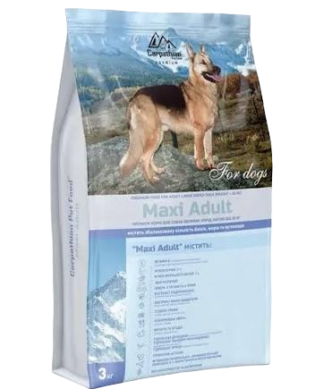 Корм сухий для дорослих собак великих порід Carpathian Pet Food Maxi з куркою та морським окунем 3 кг - фото 1