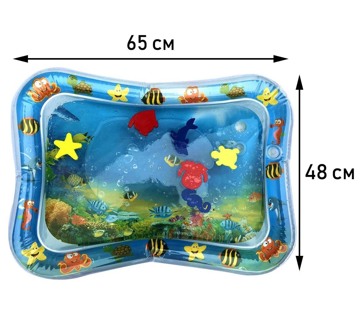 Развивающий водяной коврик с рыбками Inflatable water play mat Голубой (17127) - фото 4