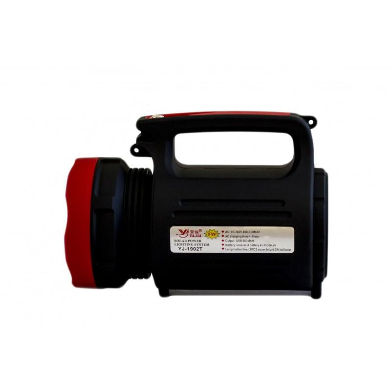 Ліхтар кемпінговий Yajia YJ-1902T ручний з сонячною панеллю Чорний (GR-05394)