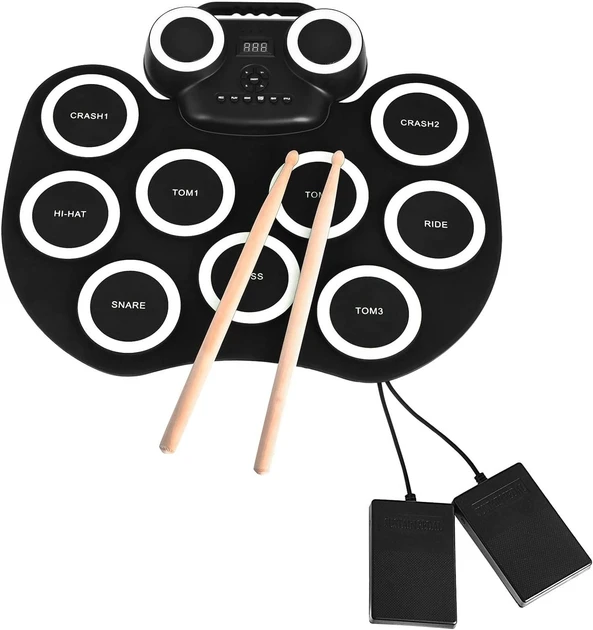 Барабаны электронные для действия Black Rhythm с интегрированным Bluetooth/аккумулятором/колонками и цветной подсветкой (2282640068)