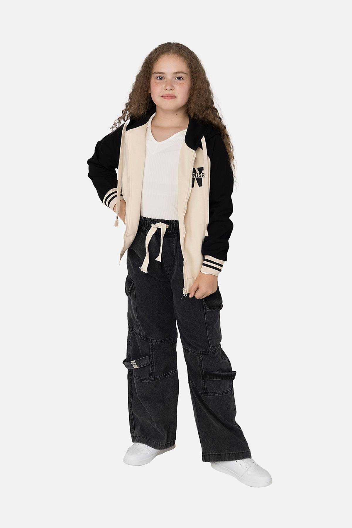 Джинсы для девочки wide leg 110 см Серый (SKT001006649)