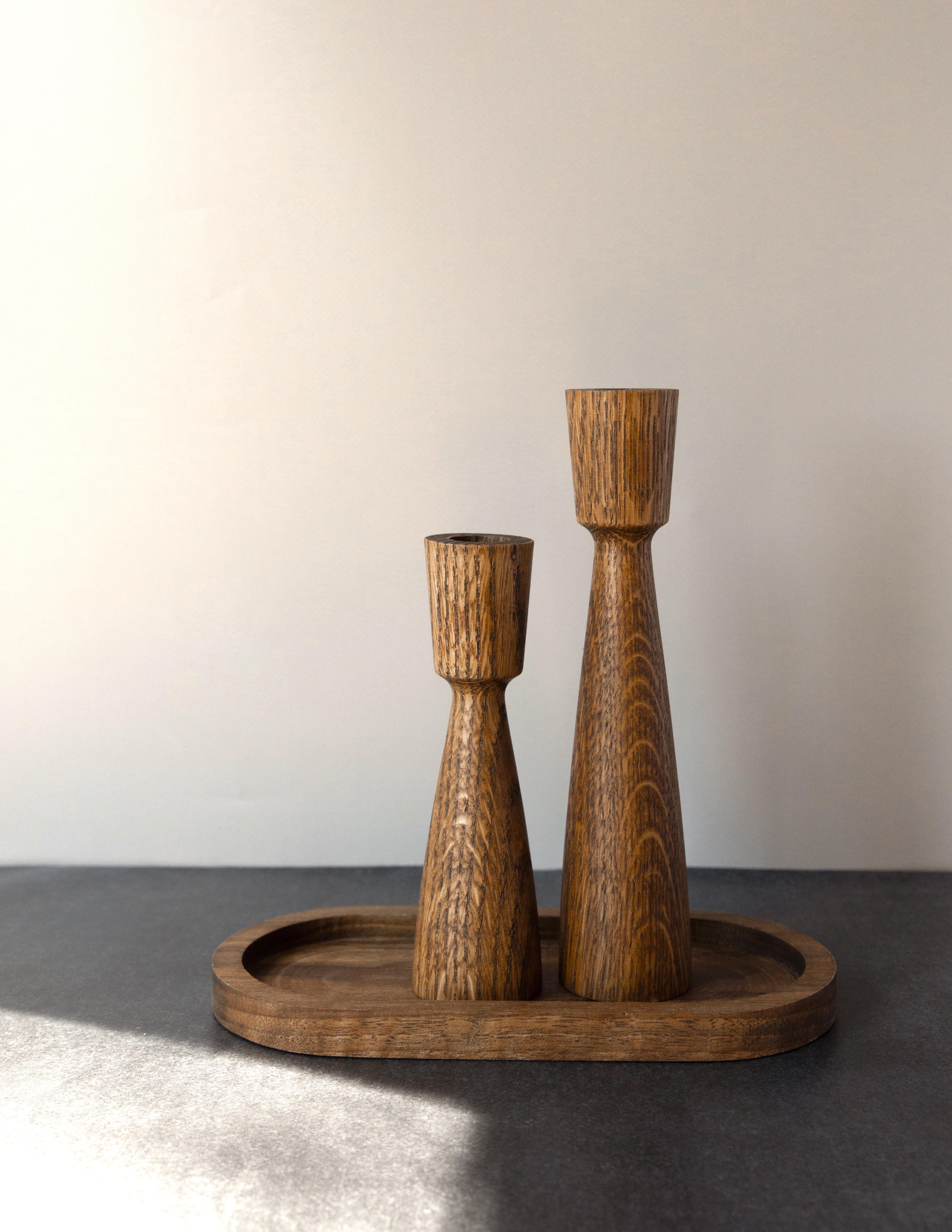 Набор подсвечников из дуба в скандинавском стиле 2 шт.
