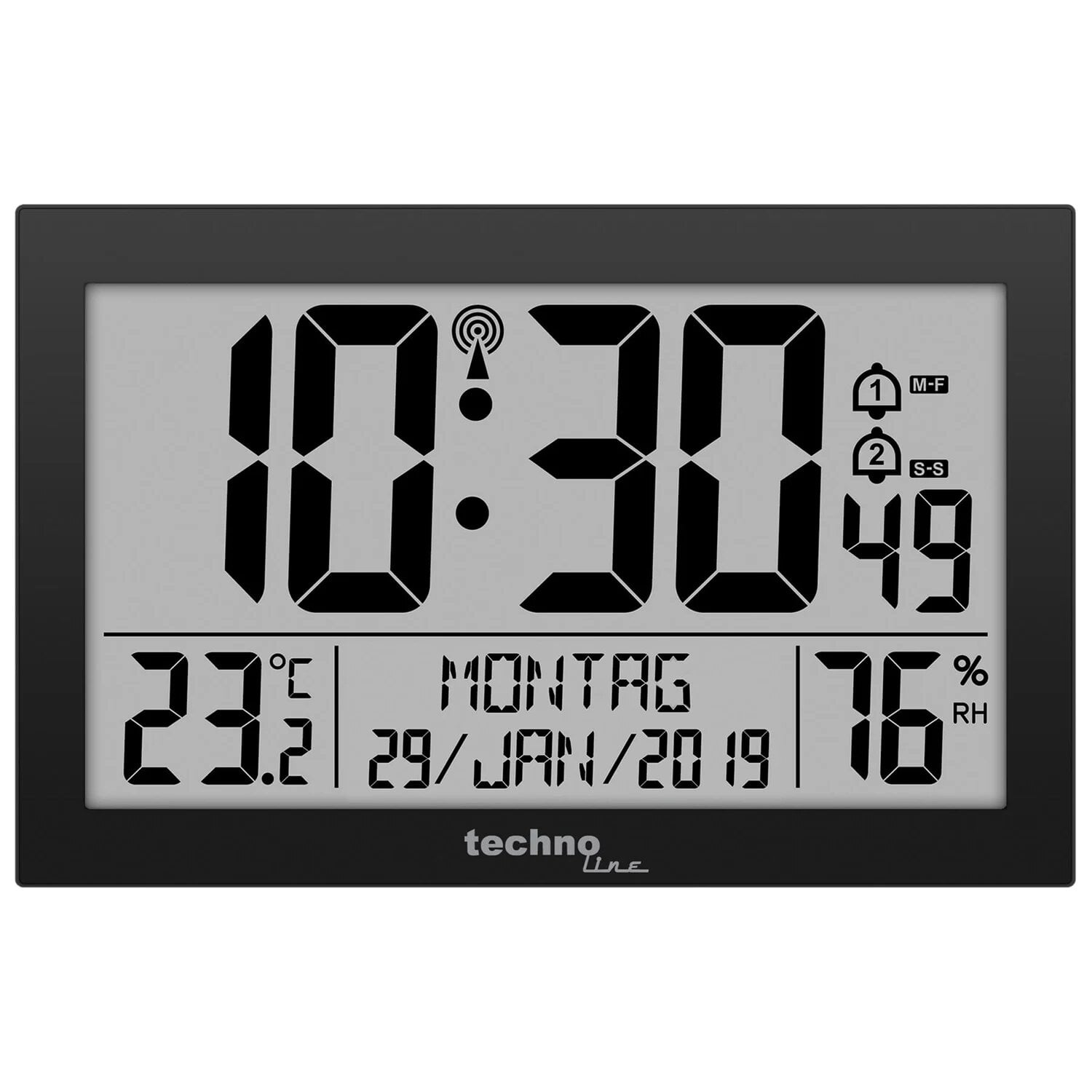 Часы настенные Technoline WS8016 электронные пластиковые 20х5 см Черный (DAS303935)