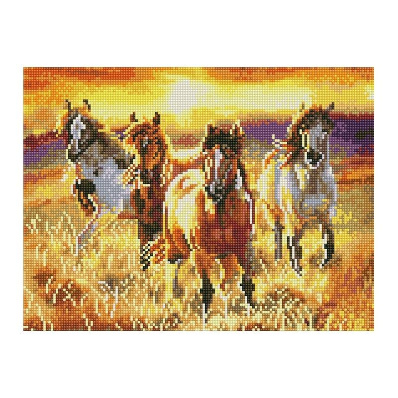 Алмазная мозаика Rainbow Art Лошади на заре 40х30 см (EJ1373)