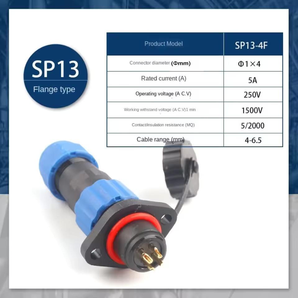 Разъем герметичный SP13 IP68 розетка/штекер на кабель SP13 4F-F-M 4pin 5 А (2735637997) - фото 6 Разъем герметичный SP13 IP68 розетка/штекер на кабель SP13 4F-F-M 4pin 5 А (2735637997) - фото 6