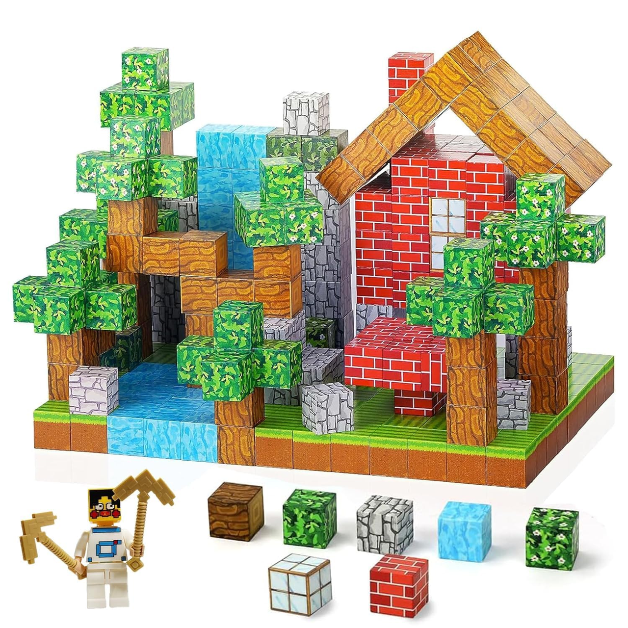 Конструктор магнитный Minecraft Кирпичный дом 200 шт. (Mk001002.2)