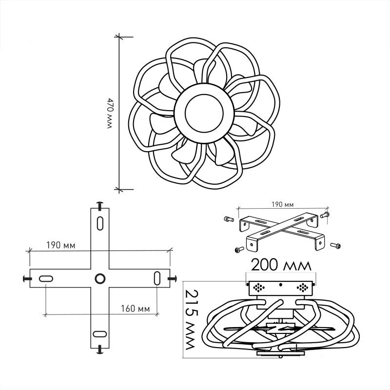 Люстра з вентилятором світлодіодна LUMINARIA FAN LIANA 80/36 W R 470x215 220 IP20 з пультом ДУ White (11023132) - фото 2