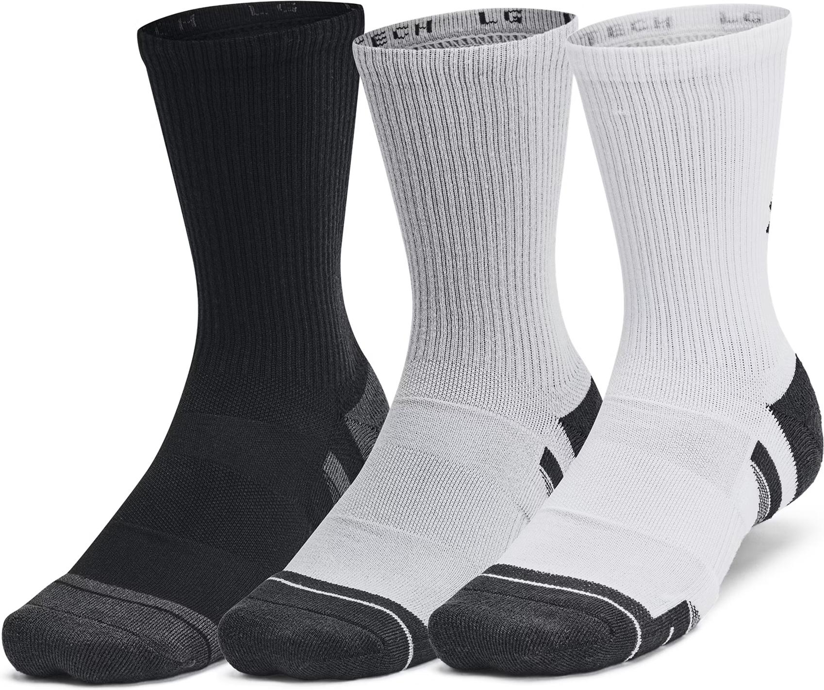 Носки Under Armour PERFORMANCE TECH 6-PACK CREW SOCKS 6 пар M Белый/Серый/Черный (1386242-011)