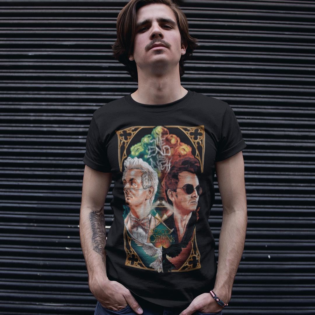 Футболка унисекс Good Omens Aziraphale and Crowley 4XL Черный (00000010833)