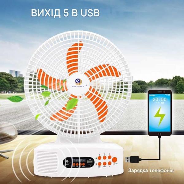 Вентилятор аккумуляторный 12″ EP-312 с солнечной панелью Bluetooth FM-радио и LED-подсветкой - фото 3 Вентилятор аккумуляторный 12″ EP-312 с солнечной панелью Bluetooth FM-радио и LED-подсветкой - фото 3