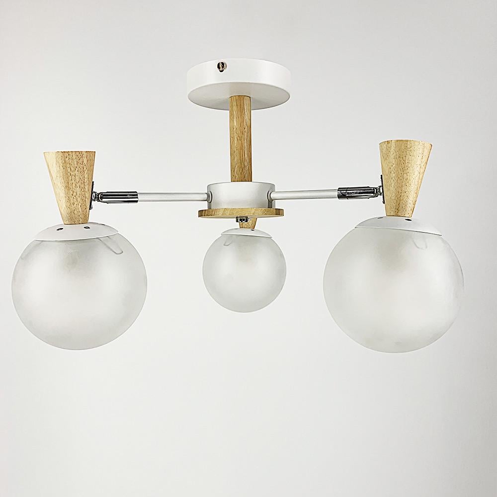 Люстра на 3 плафона с элементами дерева Белый (51899/3) - фото 1 Люстра на 3 плафона с элементами дерева Белый (51899/3) - фото 1