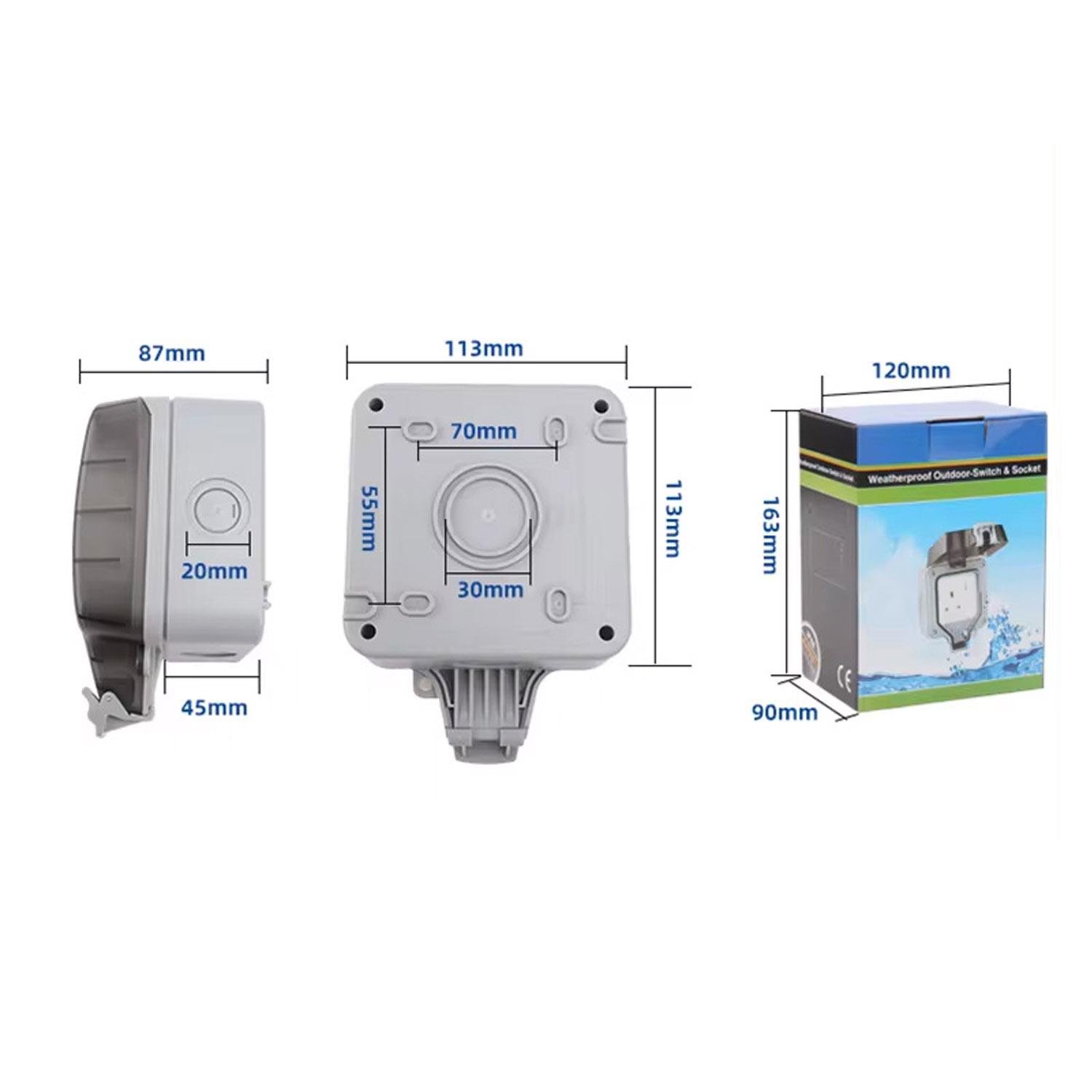 Розетка одинарна Premium з вимикачем усередині IP66 водонепроникна Сірий - фото 3
