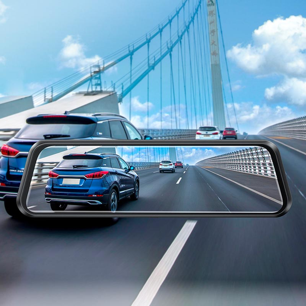 Автомобильный видеорегистратор зеркало HOCO DI36 с камерой заднего вида 9,6" Full HD 1080P Черный - фото 7