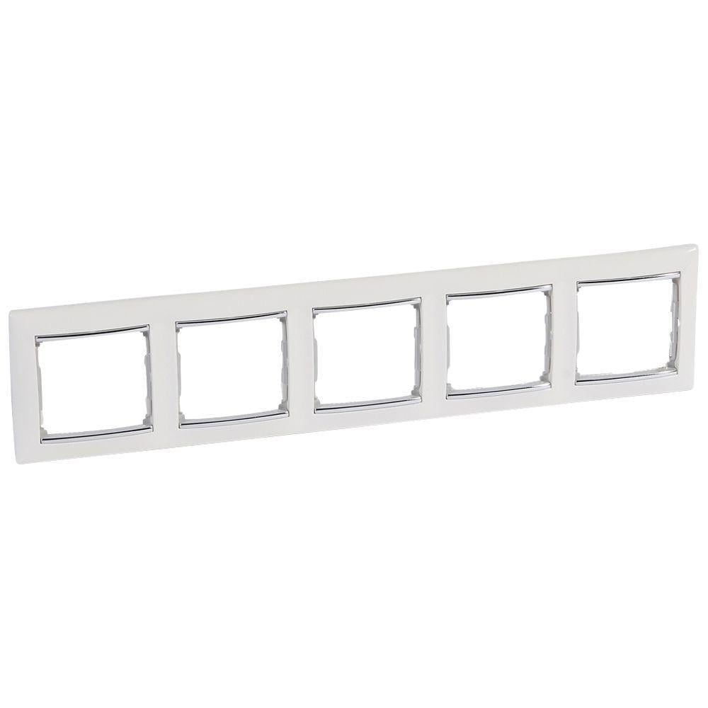 Рамка п'ятірна Legrand Valena горизонтальна Білий/Срібло (770495)