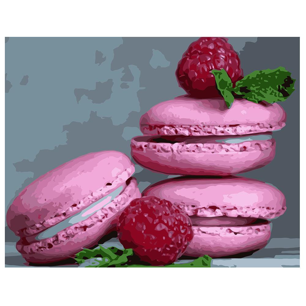 Картина по номерам Strateg Малиновые макаруны - 2 40x50 см (VA-0779)