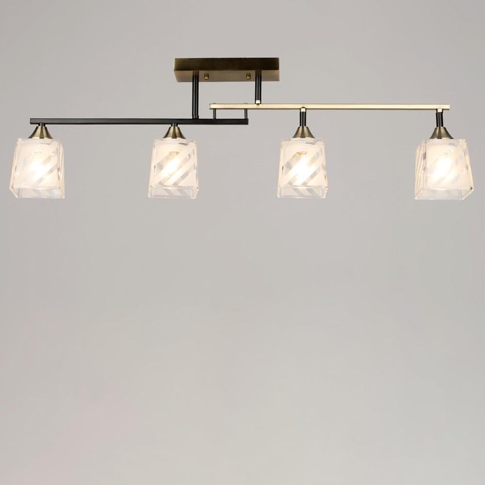 Люстра потолочная Light House SRS-20858/4 AB+BK плафон прозрачный с белым Черный/Бронза