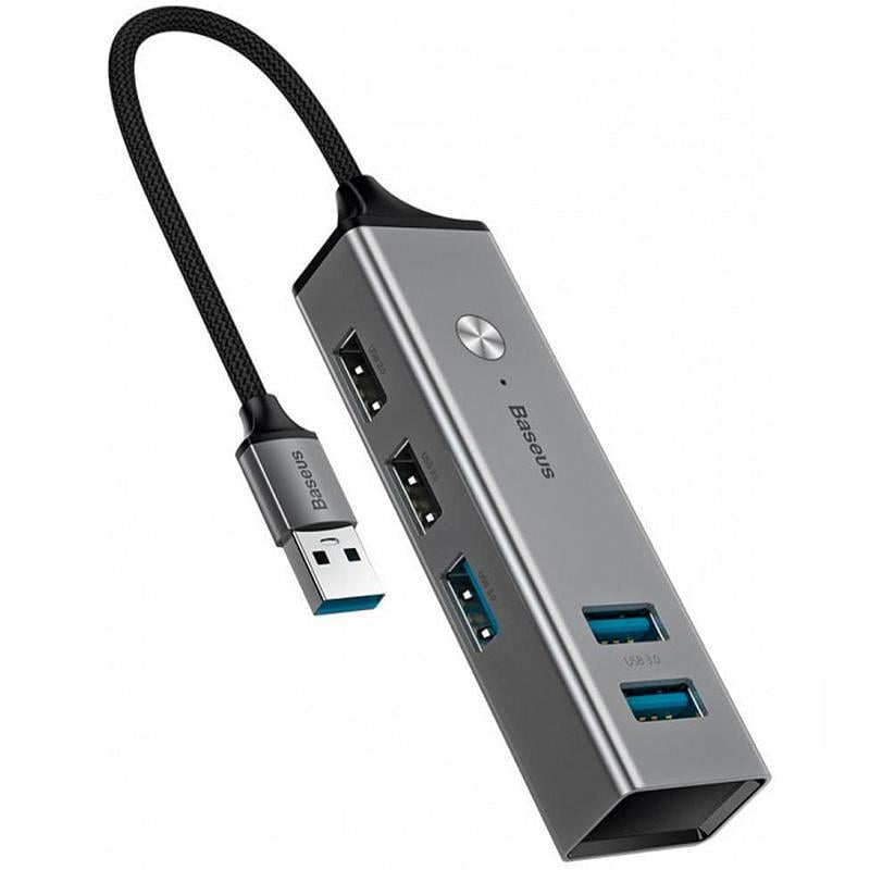 Адаптер мультипортовый USB Хаб Baseus Cube 3 USB3.0 2 USB2.0 CAHUB-C0G Grey