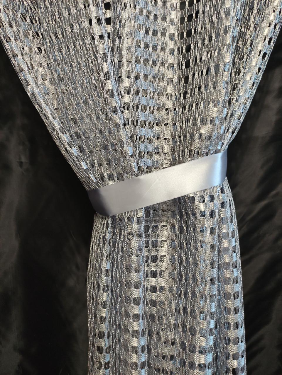 Тюль Дуэт Сетка кубик с атласными подхватами 480х180 см Серый (дн-02) - фото 4